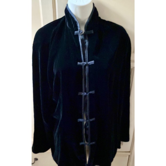 LINDA HARTMAN INTIMATES 100% silk VELVET velour size XL  button down shirt - Picture 6 of 16